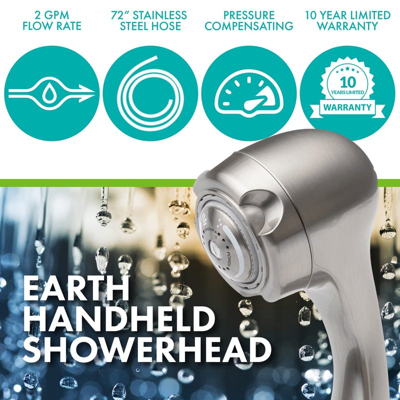 Niagara Conservation Water-Efficient 2.0 GPM Earth Massage 3-Spray Handshower in Brushed Nickel, N2935BN - Image 2